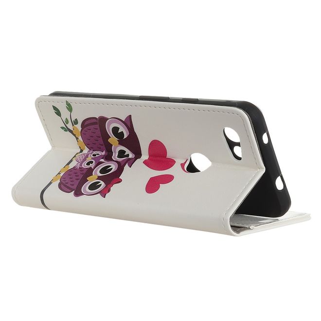 Google Pixel 3a XL Handyhülle - Leder Bookcover Image II Series - glückliche Eulen