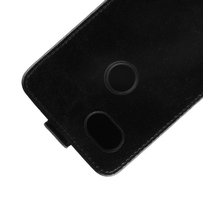 Google Pixel 3a XL Handyhülle - Crazy Horse Leder Flipcase - vertikal - schwarz