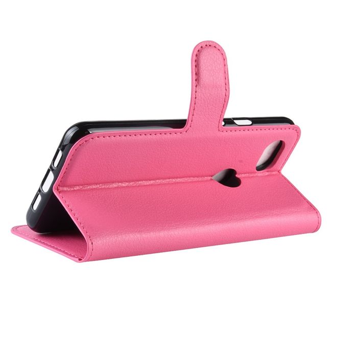 Google Pixel 3a XL Handy Hülle - Litchi Leder Bookcover Series - rosa