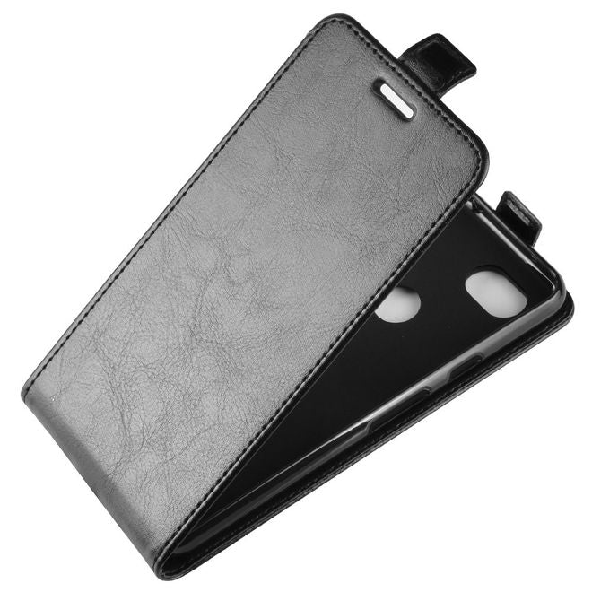 Google Pixel 3a Handyhülle - Crazy Horse Leder Flipcase - vertikal - schwarz