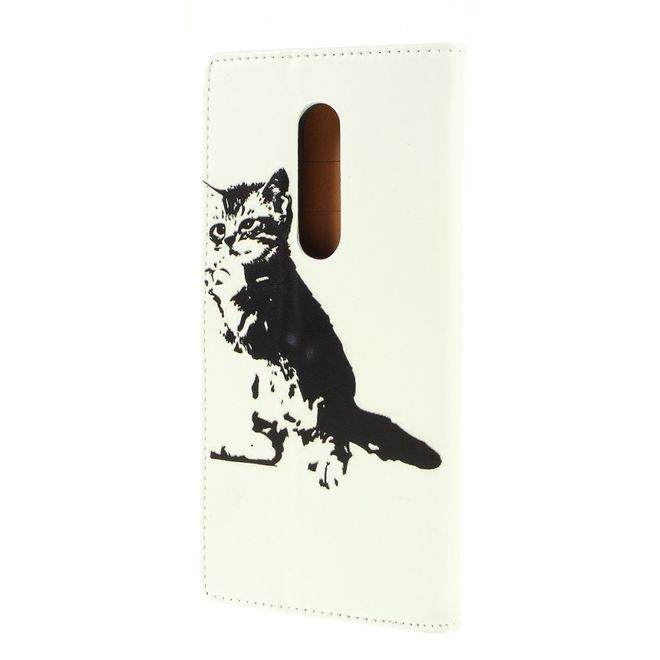 OnePlus 7 Pro Handy Hülle - Leder Bookcover Image Series - schwarz-weisse Katze