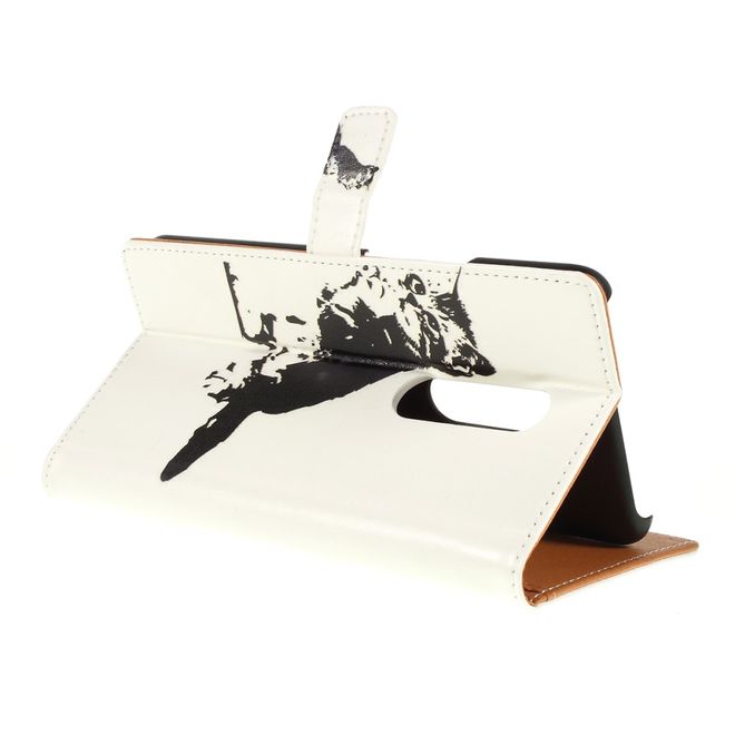 OnePlus 7 Pro Handy Hülle - Leder Bookcover Image Series - schwarz-weisse Katze