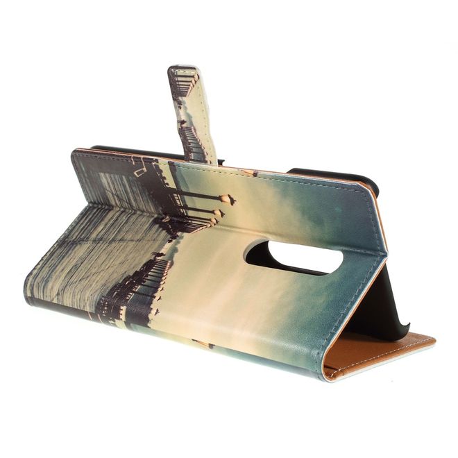 OnePlus 7 Pro Handy Hülle - Leder Bookcover Image Series - Dock bei Sonnenuntergang