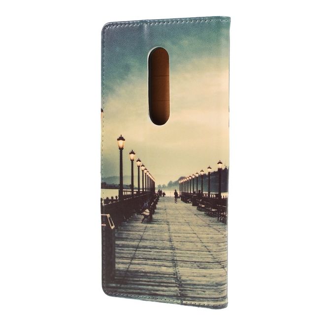 OnePlus 7 Pro Handy Hülle - Leder Bookcover Image Series - Dock bei Sonnenuntergang