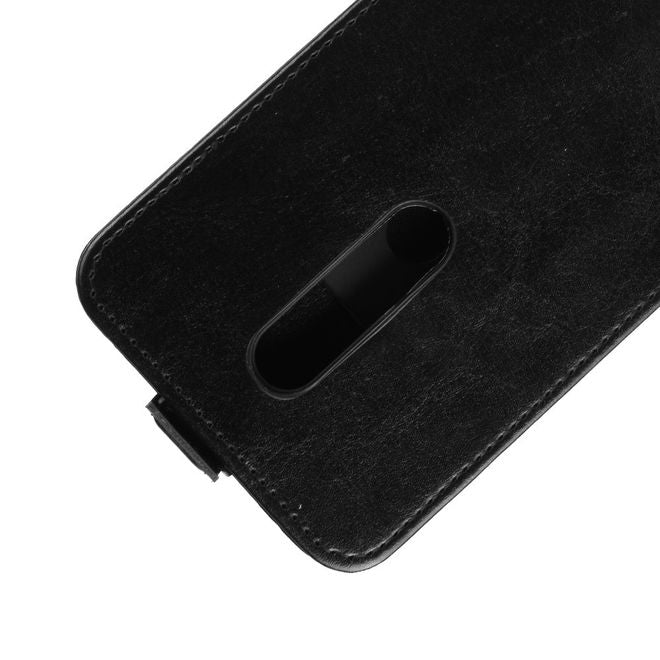 OnePlus 7 Pro Handyhülle - Crazy Horse Leder Flipcase - vertikal - schwarz