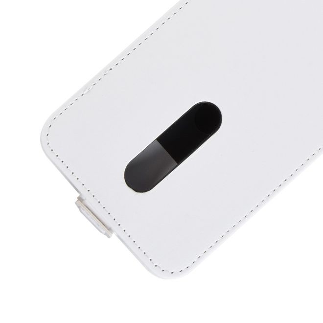 OnePlus 7 Pro Handyhülle - Crazy Horse Leder Flipcase - vertikal - weiss