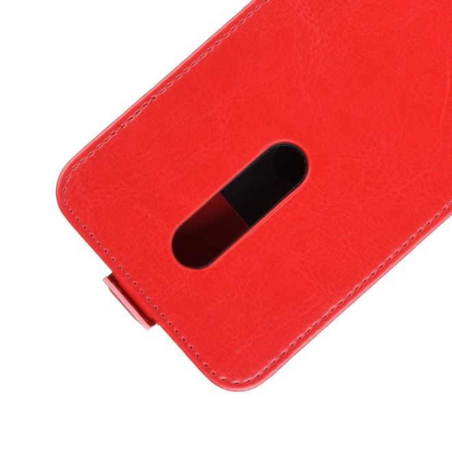 OnePlus 7 Pro Handyhülle - Crazy Horse Leder Flipcase - vertikal - rot