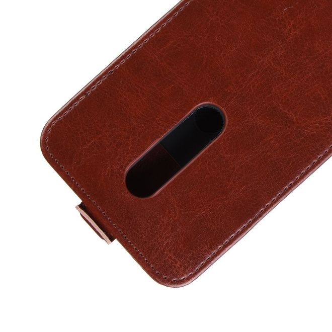 OnePlus 7 Pro Handyhülle - Crazy Horse Leder Flipcase - vertikal - braun