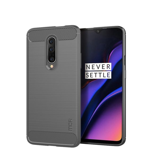 Mofi - OnePlus 7 Pro Hülle - TPU Softcase - Carbon Fiber Series - grau