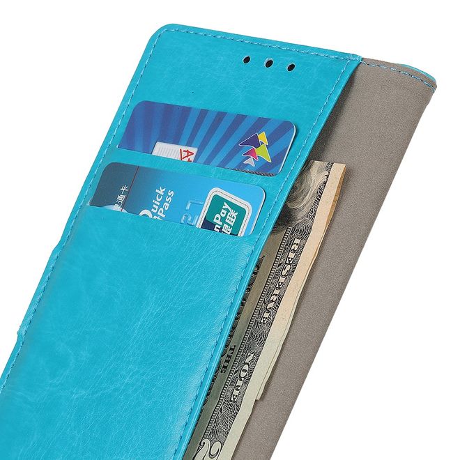OnePlus 7 Handyhülle - Crazy Horse Leder Bookcover Series - blau