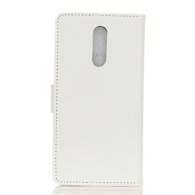 OnePlus 7 Handy Hülle - Litchi Leder Bookcover Series - weiss