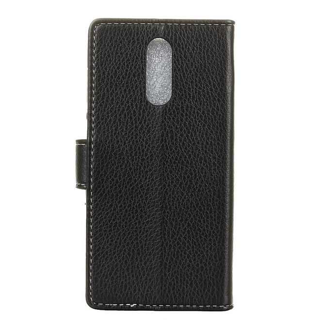 OnePlus 7 Handy Hülle - Litchi Leder Bookcover II Series - schwarz