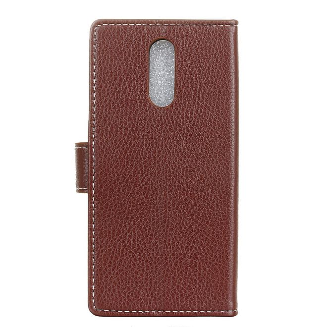 OnePlus 7 Handy Hülle - Litchi Leder Bookcover II Series - braun