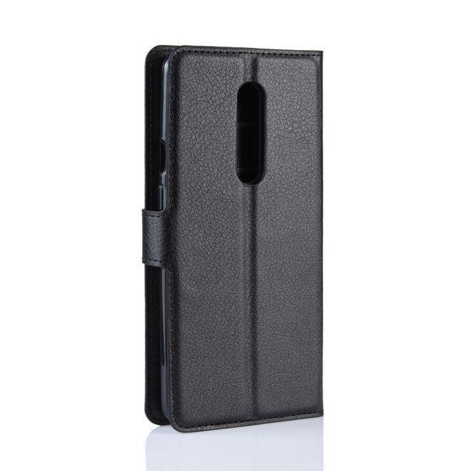 OnePlus 7 Pro Handy Hülle - Litchi Leder Bookcover Series - schwarz
