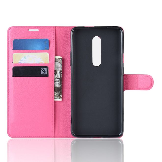 OnePlus 7 Pro Handy Hülle - Litchi Leder Bookcover Series - rosa