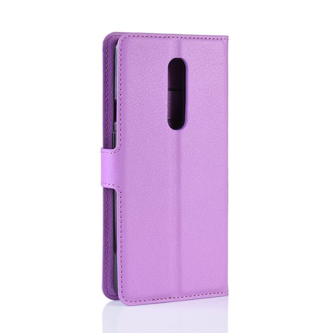 OnePlus 7 Pro Handy Hülle - Litchi Leder Bookcover Series - purpur