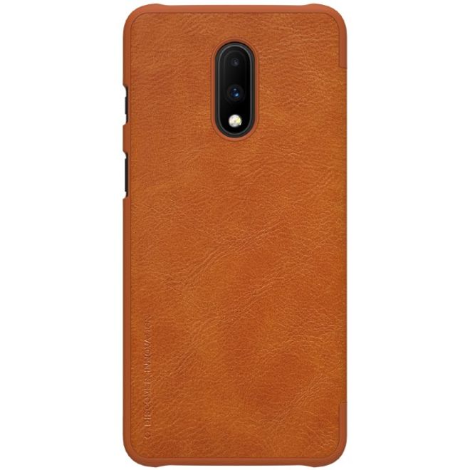 Nillkin - OnePlus 7 Hülle - Leder Book Case - Qin Series - braun