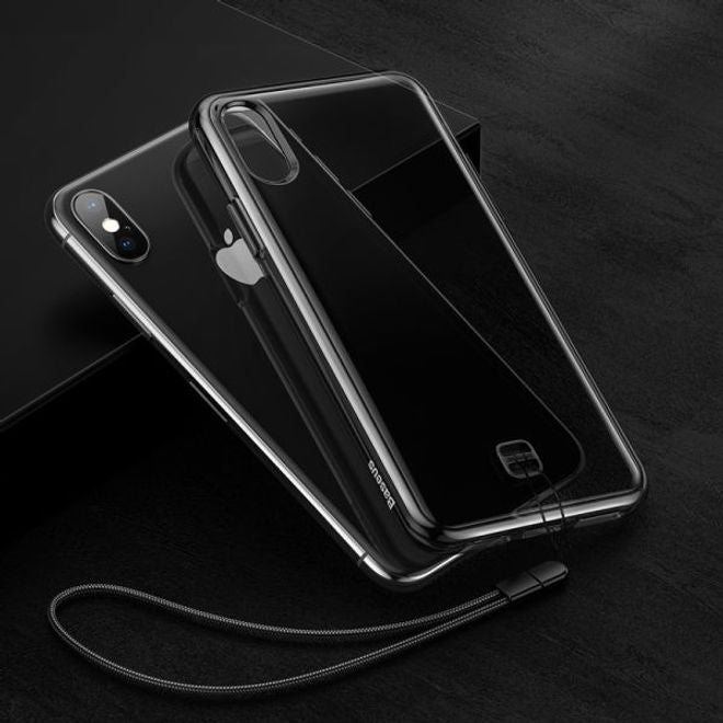 Baseus - iPhone XS / X Hülle - Softcase mit Armbändel - schwarz