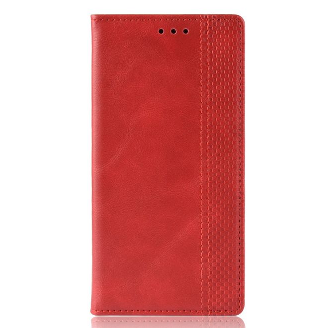 Étui pour Motorola One Vision - Étui magnétique style vintage - Rouge