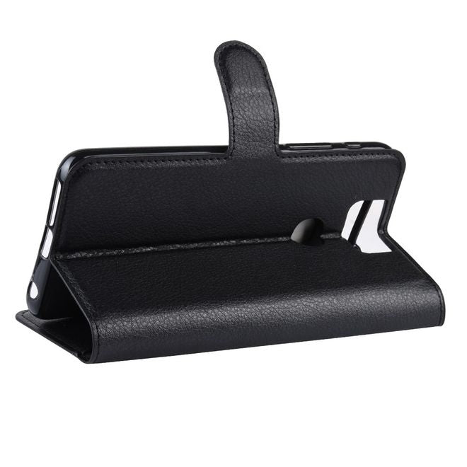 Asus Zenfone 6 (ZS630KL) Handy Hülle - Litchi Leder Bookcover Series - schwarz