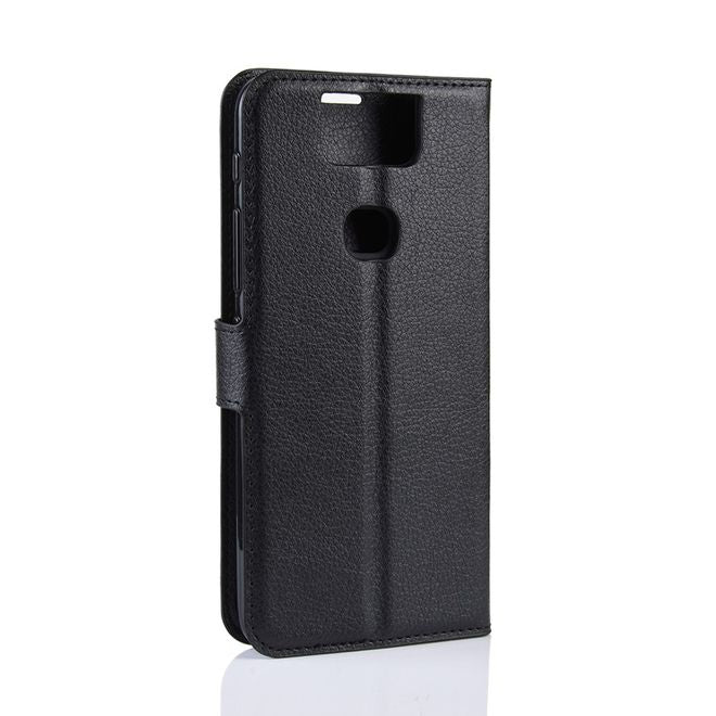 Asus Zenfone 6 (ZS630KL) Handy Hülle - Litchi Leder Bookcover Series - schwarz