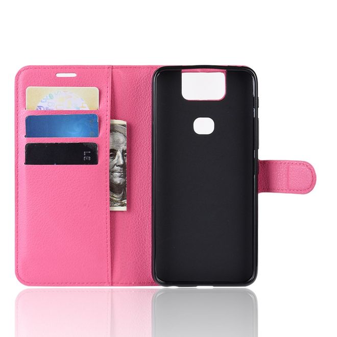 Asus Zenfone 6 (ZS630KL) Handy Hülle - Litchi Leder Bookcover Series - pink