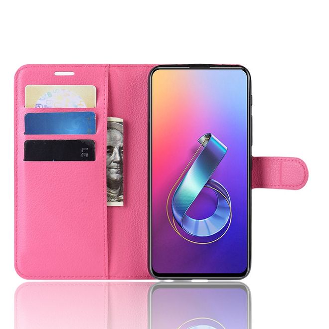 Asus Zenfone 6 (ZS630KL) Handy Hülle - Litchi Leder Bookcover Series - pink