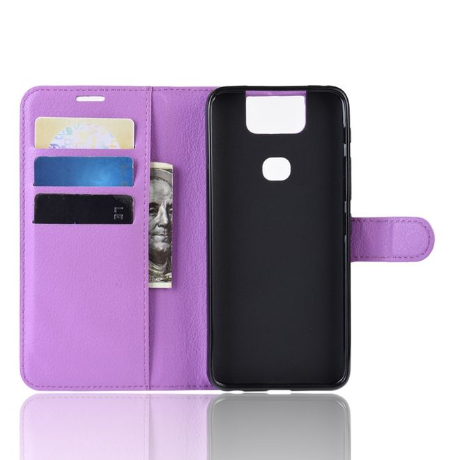 Asus Zenfone 6 (ZS630KL) Handy Hülle - Litchi Leder Bookcover Series - purpur