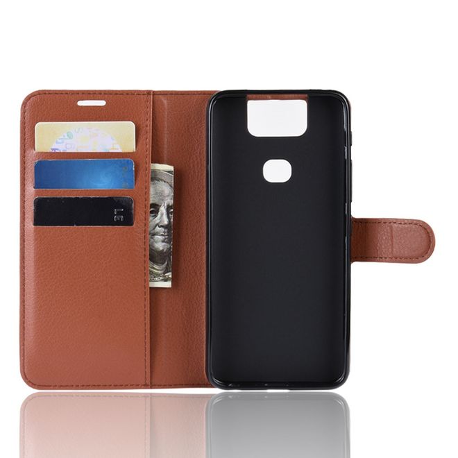 Asus Zenfone 6 (ZS630KL) Handy Hülle - Litchi Leder Bookcover Series - braun
