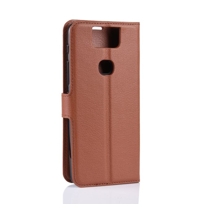 Asus Zenfone 6 (ZS630KL) Handy Hülle - Litchi Leder Bookcover Series - braun