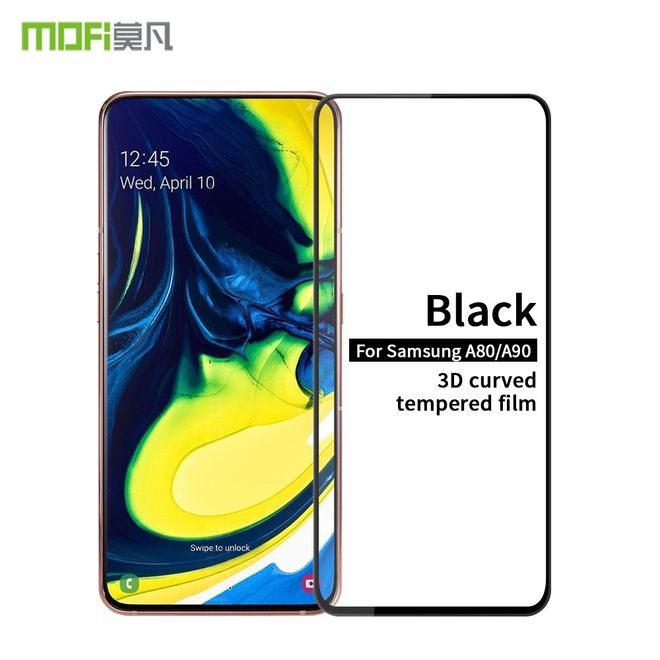 Mofi - Samsung Galaxy A80 Schutzglas Displayschutz - 3D Curved Panzer Glas - schwarz