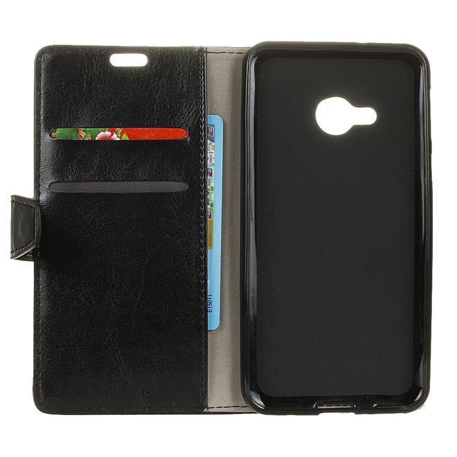 HTC U Play Handyhülle - Crazy Horse Leder Bookcover Series - schwarz