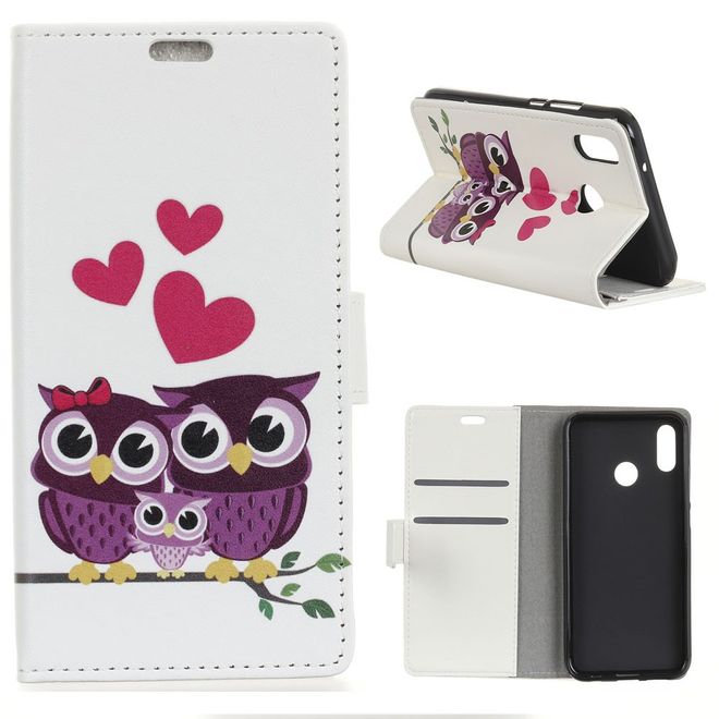 Xiaomi Mi Play Handyhülle - Leder Bookcover Image II Series - glückliche Eulen