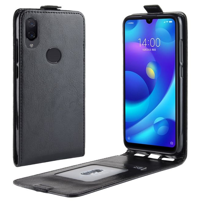 Xiaomi Mi Play Handyhülle - Crazy Horse Leder Flipcase - vertikal - schwarz