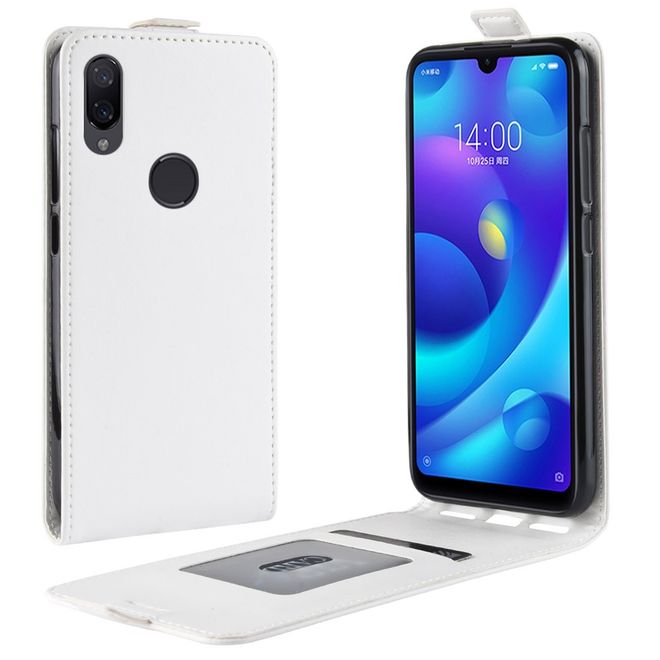 Xiaomi Mi Play Handyhülle - Crazy Horse Leder Flipcase - vertikal - weiss