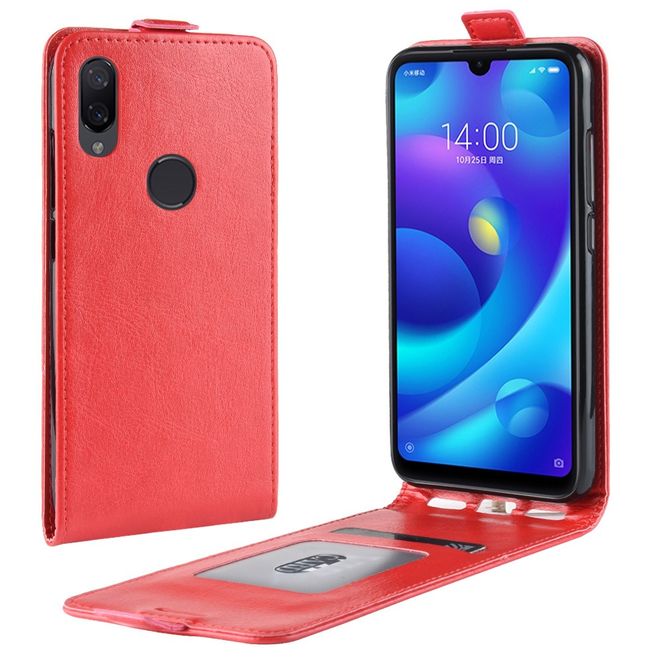 Xiaomi Mi Play Handyhülle - Crazy Horse Leder Flipcase - vertikal - rot