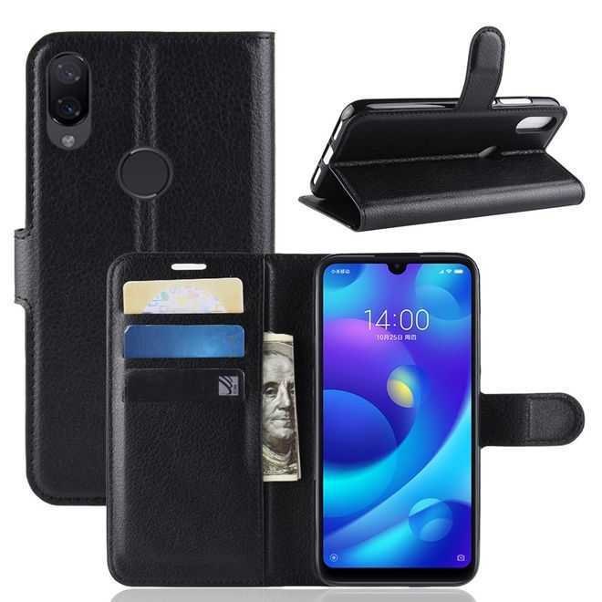 Xiaomi Mi Play Handy Hülle - Litchi Leder Bookcover Series - schwarz