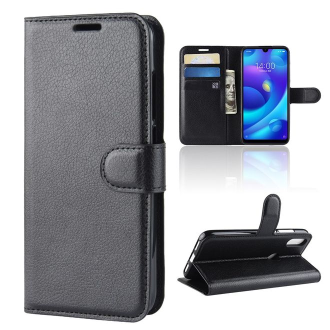 Xiaomi Mi Play Handy Hülle - Litchi Leder Bookcover Series - schwarz