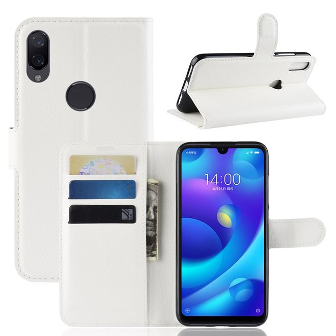 Xiaomi Mi Play Handy Hülle - Litchi Leder Bookcover Series - weiss