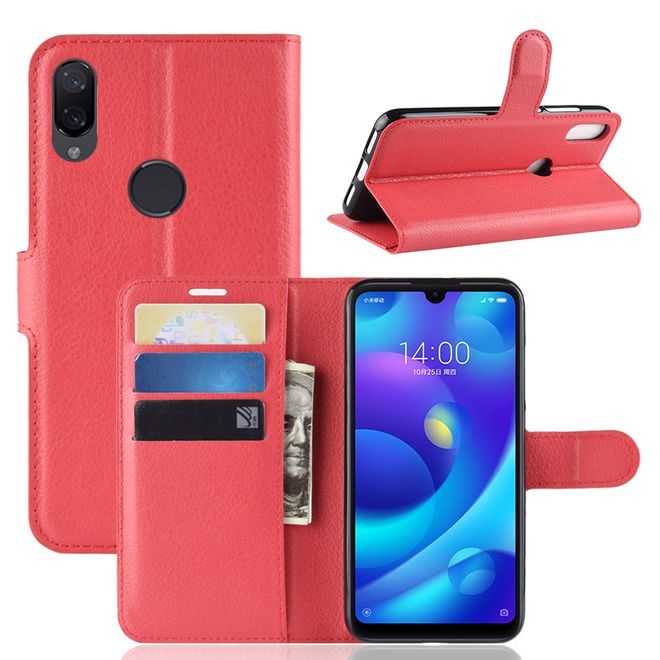 Xiaomi Mi Play Handy Hülle - Litchi Leder Bookcover Series - rot