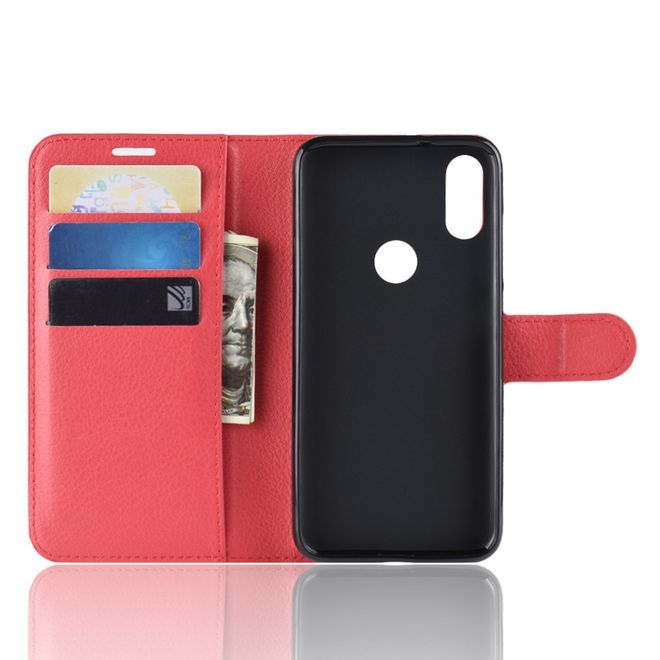 Xiaomi Mi Play Handy Hülle - Litchi Leder Bookcover Series - rot