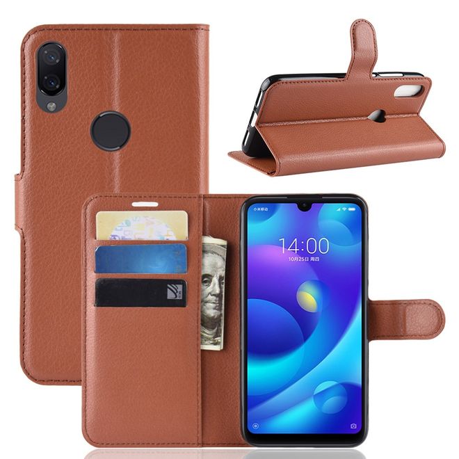 Xiaomi Mi Play Handy Hülle - Litchi Leder Bookcover Series - braun