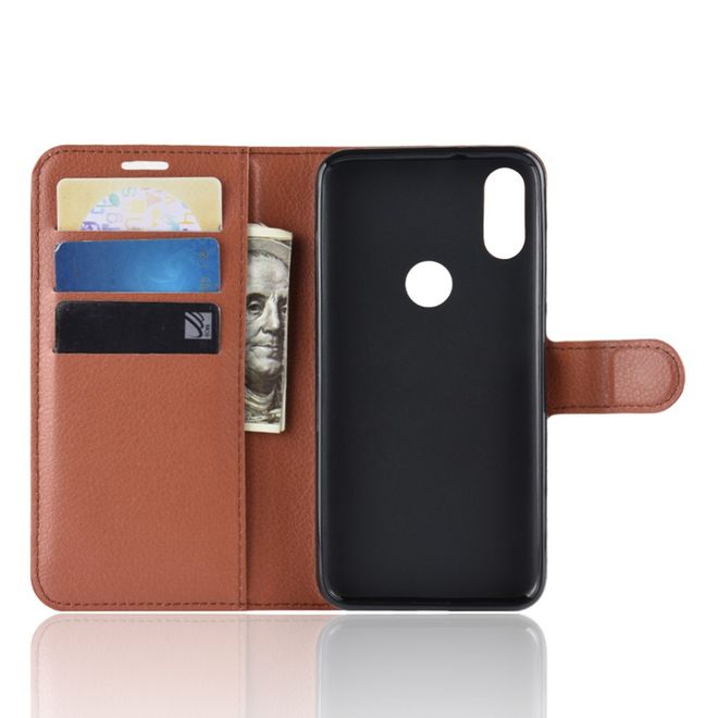 Xiaomi Mi Play Handy Hülle - Litchi Leder Bookcover Series - braun
