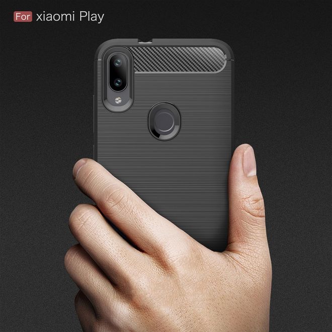 Xiaomi Mi Play Handyhülle - Carbon Fiber TPU Softcase Series - schwarz