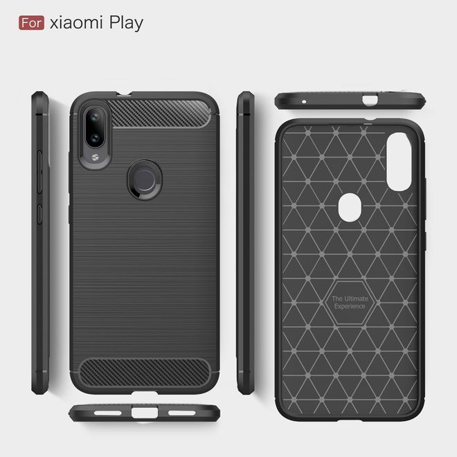 Xiaomi Mi Play Handyhülle - Carbon Fiber TPU Softcase Series - schwarz