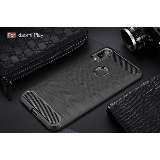 Xiaomi Mi Play Handyhülle - Carbon Fiber TPU Softcase Series - schwarz