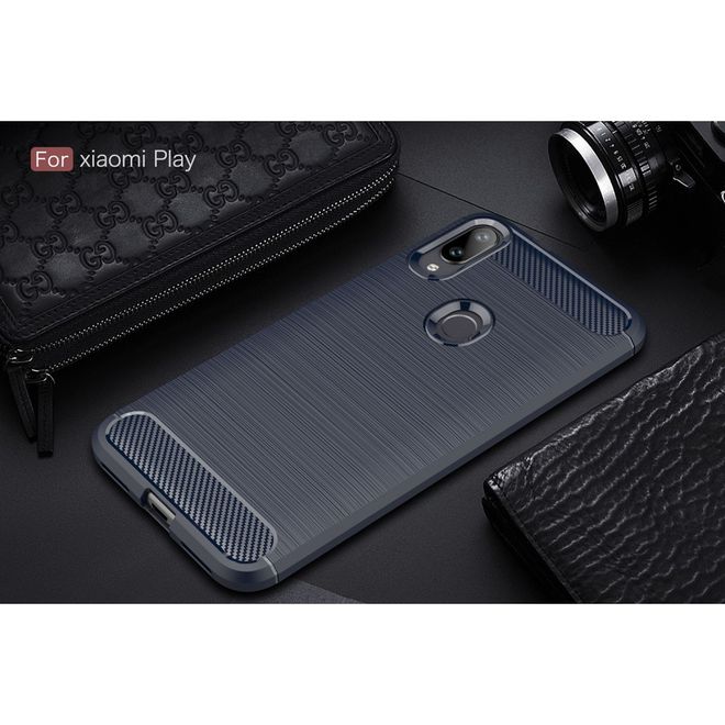 Xiaomi Mi Play Handyhülle - Carbon Fiber TPU Softcase Series - blau