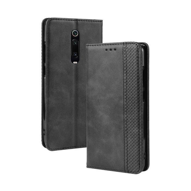 Xiaomi Mi 9T/Mi 9T Pro Hülle - magnetisches Case im Vintage Look - schwarz
