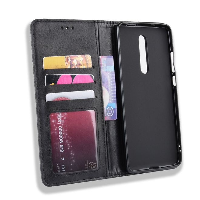 Xiaomi Mi 9T/Mi 9T Pro Hülle - magnetisches Case im Vintage Look - schwarz
