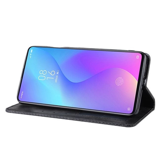 Xiaomi Mi 9T/Mi 9T Pro Hülle - magnetisches Case im Vintage Look - schwarz